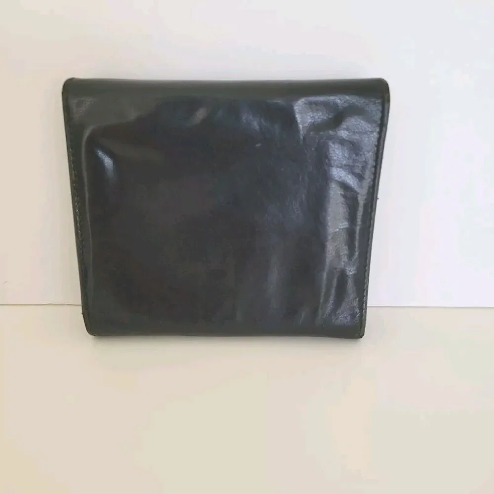 GUCCI Turnlock Leather Card Bill Wallet‎ Medium Monogram Tifold Black Unisex